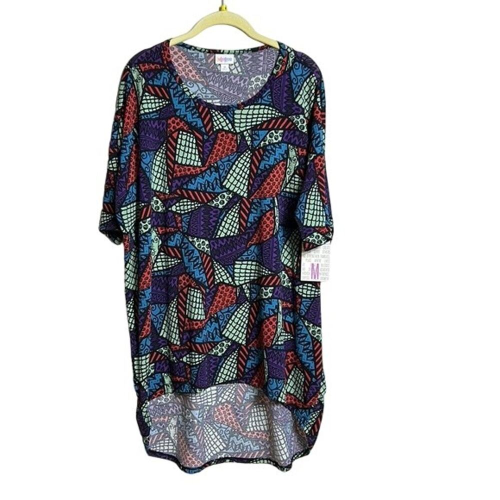 M Tunic Hi Low Blouse Casual Bold Patchwork Quirky Disney Bound NWT LuLaRoe Irma